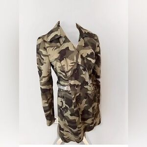 INC Camouflage Women’s Small Jacket Green Camo Sequin Cargo Utility Coat